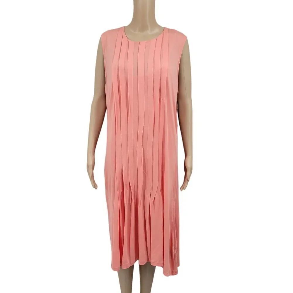 Lauren Ralph Lauren Peachy Coral Pleated Sheath Dress Women's Size Large NEW Y2K
